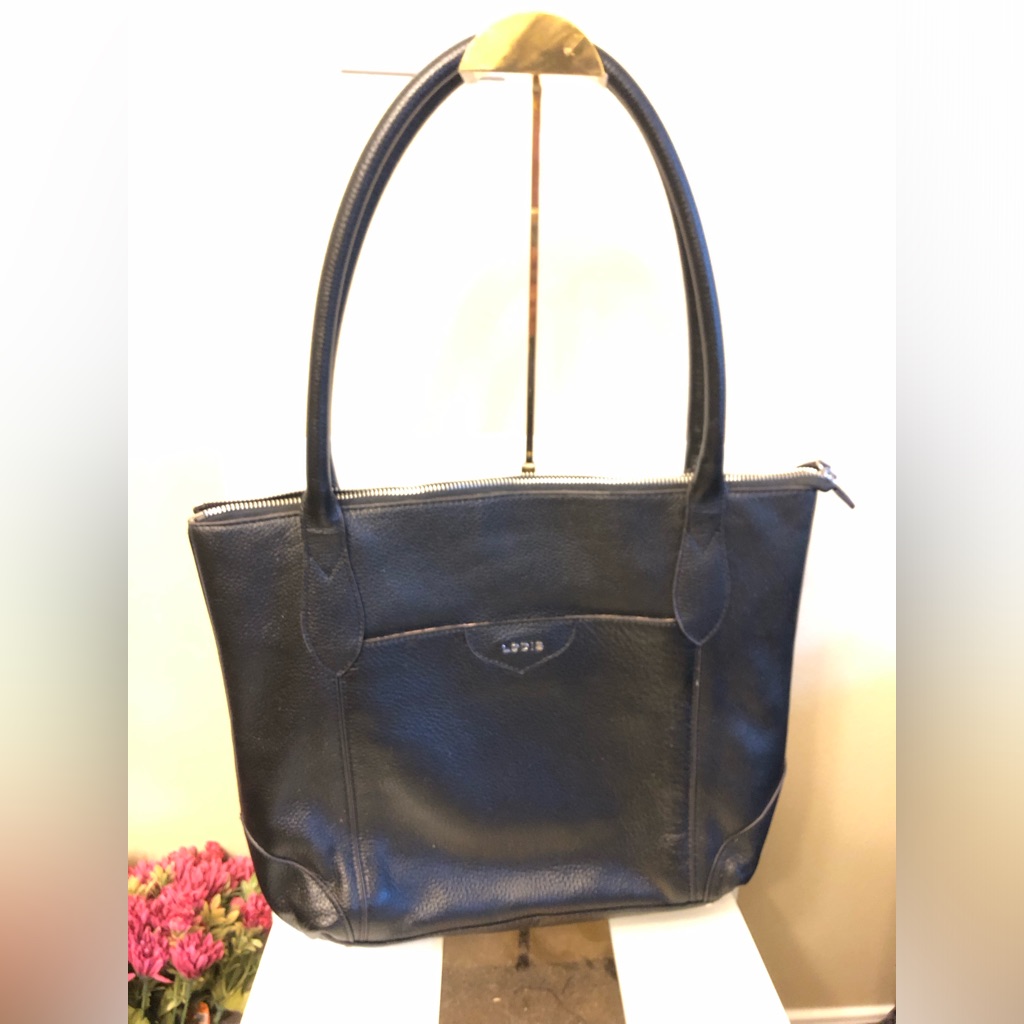 Lodis Black Pebble Leather Tote Bag
